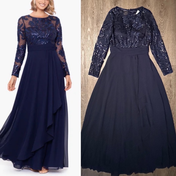 XSCAPE
shimmer Embroidered-bodice navy blue Dress Gown size 8 or 10 or 12 - Picture 2 of 15